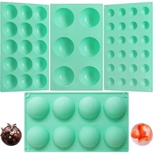 2025 New 4Size Semi Sphere Silicone Chocolate Mold,Round Silicone Baking Mold,Semi Circular Silicone Mold for Making Chocolate, Cake, Jelly, Dome Mousse (6,8,15,24 Cavity)