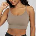 ODODOS 3-Pack Seamless Sports Bra for Women Ribbed Camisoles Non Padding Yoga Bra Crop Tank Tops, Taupe+Black+Charcoal, Large (L)