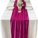 Luchuan Fuchsia Velvet Table Runner, 11ft Luxurious Wedding Reception Decorations Soft Velvet Fabric, Table Runner Overlay for Wedding Event Table Decorations (Fuchsia, 20X132inch)