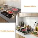 2 Burners Electric Cooktop 12 Inch, 1800W Knob Control Electric Stove Top Burner Hot Plate, 110V-120V Bulit-in & Countertop Ceramic Radiant Stove with Timer, Multi-Ring Control