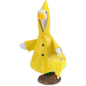 17 Inch Raincoat Porch Goose Outfits Spring Lawn Goose Statue Raincoat Costume Yard Duck Cement Clothes with Umbrella for Statue Patio Garden Decoration