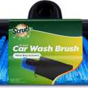 SCRUBIT 12" Car Wash Brush with Soft Bristles for Car Truck Boat Deck & House Cleaning, Exterior Washing Brush Connects with Pole & Hose, Storage Bag Included (Blue)