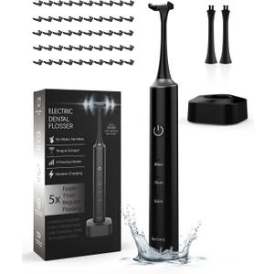 Voraiya Electric Flosser for Teeth, Reusable Dental Floss with 50 Replacement Heads, Dentist Recommended, Water Flosser Alternative, Rechargeable Dental Floss Picks for Adults and Kids