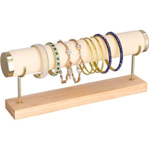 Bracelet Display Holder Bangle Storage Single Tier T-bar Stand Towers for Jewelry Wrist Watch Organization, White