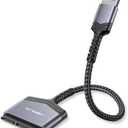 JSAUX SATA to USB A Cable, USB A 3.0 to 2.5” SATA III Hard Drive Adapter Aluminum Shell Nylon Cord External Converter for SSD/HDD Data Transfer-Grey