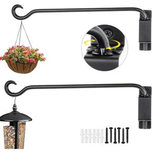 AJART Swivel Hanging Plant Bracket: Outdoor Bird Feeder Hangers for Wall Mount 16 Inch - 2 Pieces Hummingbird Feeder Hook for Flower Basket