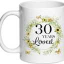2 x 30 Years Loved Birthday Coffee Mugs, 30th Birthday Gifts For Women 11 oz, 30 Year Old Birthday Gifts For Women, 1995 Present Gift Ideas For Wife, Mom, Grandma, Mother Cups (30)