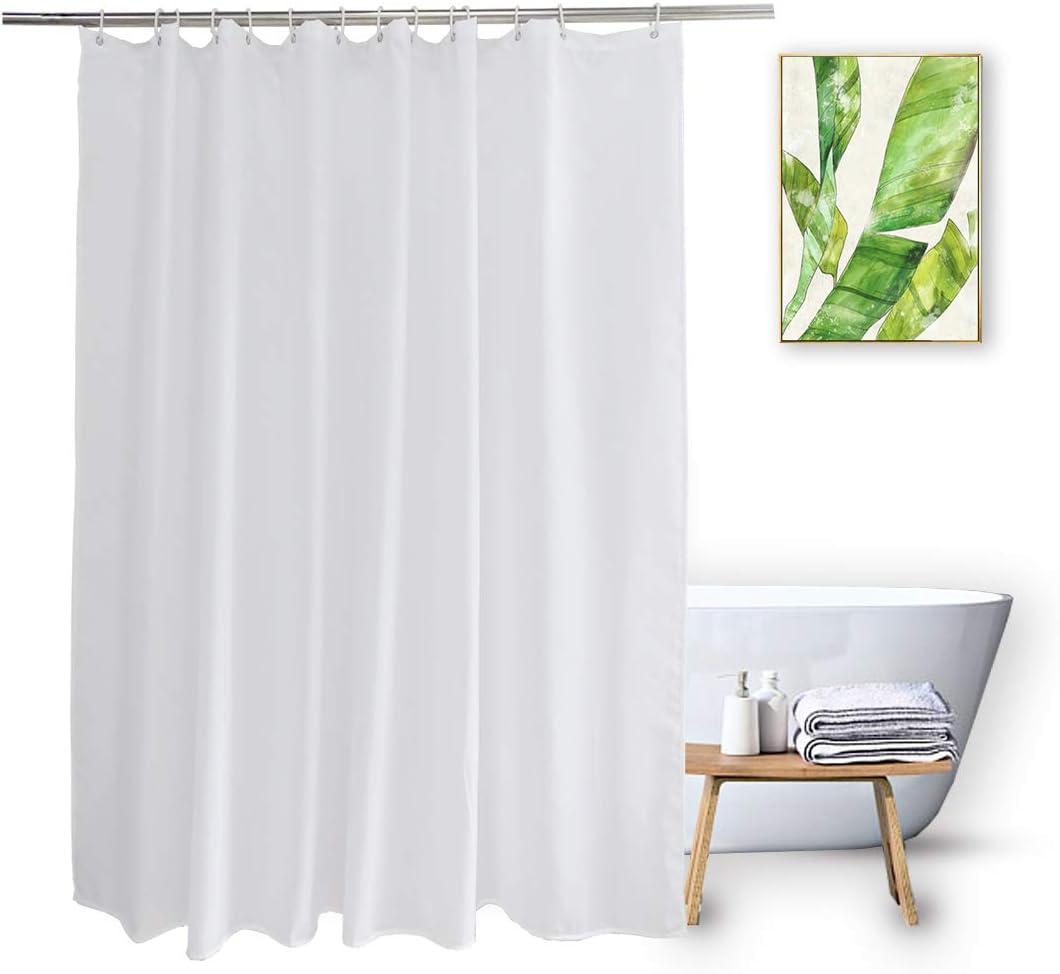 Fabric Shower Curtain Liner 72x75 inch White Water Repellent Washable Cloth Shower Curtain Sets for Hotel Spa, 72 x 75 Inch