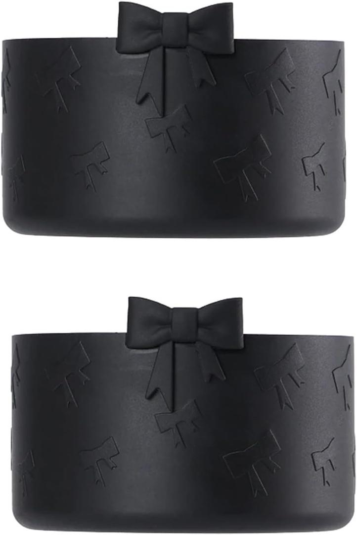 LUOTIVON 2Pcs Black Bow Protective Silicone Boot Compatible with Stanley Cup 2.95in Bottom, for Stanley Cup 20/30/40Oz Accessories