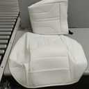 2PCS Car Seat Cover Nappa Leather Front for Tesla Model Y&3 2020-2024 Car Seat Bottom Protector, Original White Color Heavy Duty Seat Cushion Protector Without Backrest (White B)