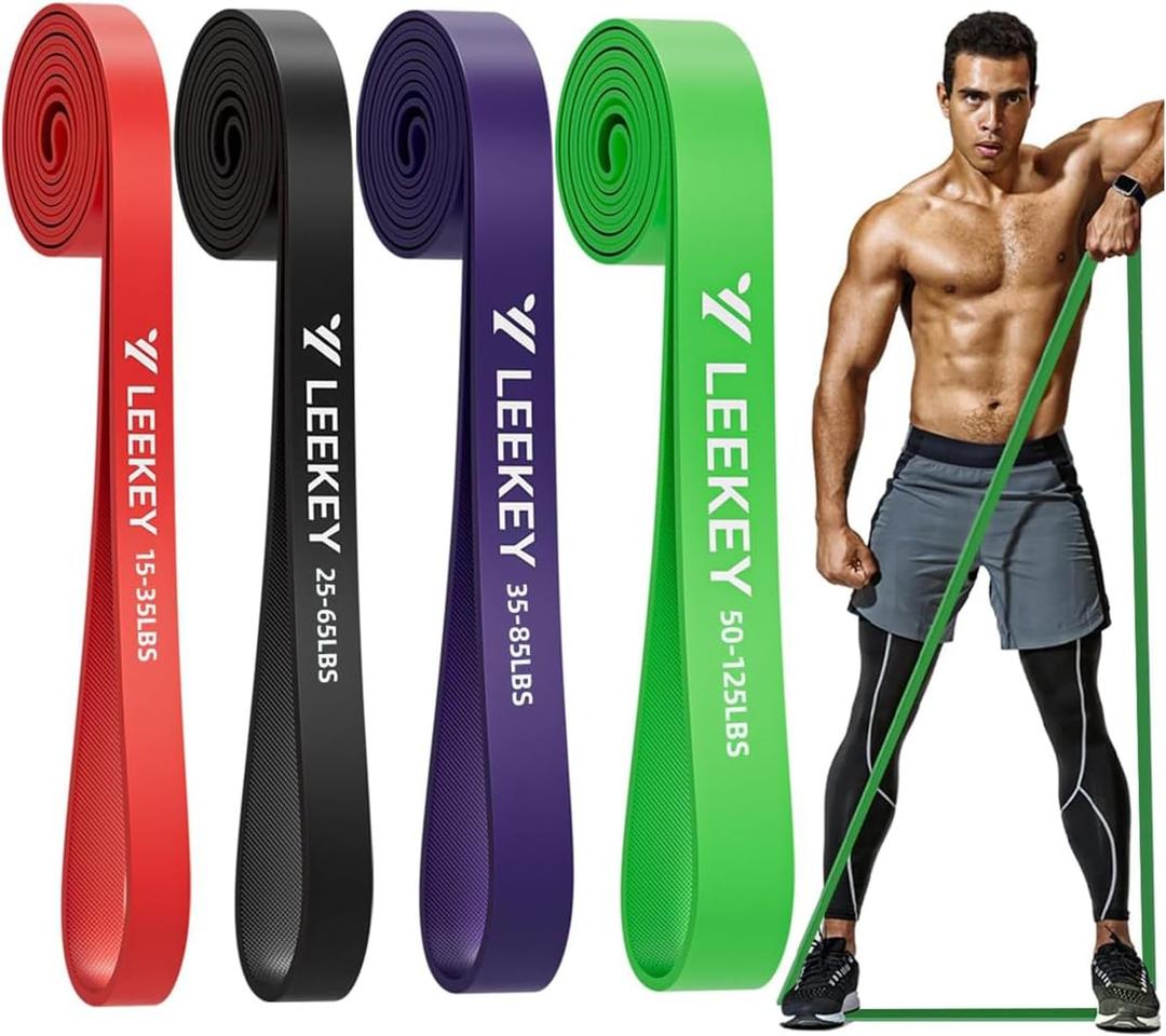 LEEKEY Resistance Bands for Working Out, Exercise Bands with Door Anchor, Pull Up Assistance Bands for Men and Women- Strength Bands for Fitness Training, Physical Therapy, Home Workouts (15-125LBS COLOR)