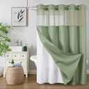Colorful Star No Hook Shower Curtain with Snap in Fabric Liner, Waffle Weave Heavy Duty Thick Shower Curtains with Mesh Top Window, Hotel Style Waterproof Bathroom Curtain Set, 72'' x 75'', Sage Green