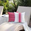 DFXSZ Outdoor Pillow Covers 18x18 Inch Set of 4 Hot Pink Waterproof Modern Geometry Throw Pillows Outdoor Summer Waterproof Decor for Patio Funiture Garden Polyester Cushion Covers 013L18