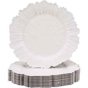 MAONAME White Charger Plates Set of 12, Reef Plate Chargers for Dinner Plate, Plastic Decorative Plates for Table Setting, Thanksgiving, Christmas