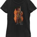 Marvel Girl's Okoye Pattern T-Shirt (Large, Black)