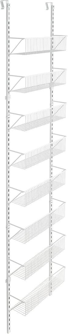 ClosetMaid 97535 Wall or Door Adjustable (8) Basket Organizer, 6.614-Inch D x 77.165-Inch H x 17.992-Inch W, White