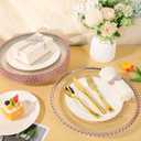 Zopeal 18 PCS Clear Charger Plates with Beaded Rim 13 Inch Plastic Round Charger Plates Bulk for Dinner Home Kitchen Wedding Party Tabletop(Rose Gold)