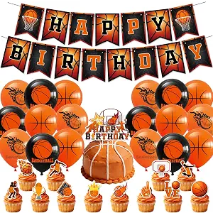 46PCS Basketball Birthday Party Decorations,Banner,Balloons Cake,Cupcake Toppers.Universal Basketball Theme Birthday Party Supplies,Basketball Birthday Decorations Sports Party Decorations.