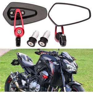 Red Motorcycle Bar End Mirrors Rear View CNC Compatible with Honda GROM MSX125 CB500F Kawasaki Z125 Z650 Z750 Z800 Z900 ER6N ER6F