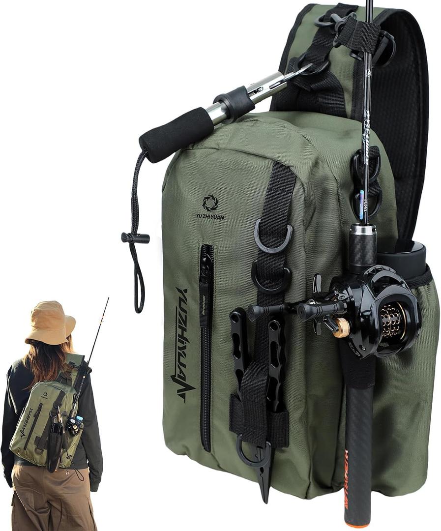 Small Fishing Bag with Rod Strap, Portable & Lightweight, Fish Small Tackle bag Fits Tackle Boxes & Gear,Move Freely, Cast Smoothly - Fishing Gifts for Men