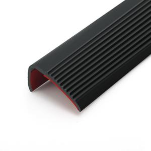 Stair Anti Slip Nosing, Self-Adhesive Vinyl Edging Strip, Flexible PVC Rubber Treads Edge Trim for Outdoor & Indoor Uses (32.8ft, Black)