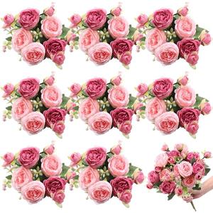 Yucung 8 Bundles Silk Artificial Peonies Flowers Faux Peony Bouquet Fake Peonies Artificial Flowers Bouquets for Vase Floral Arrangements Wedding Home Table Decoration (Light Pink,Dark Pink)