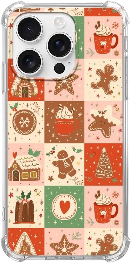 BESUC WICH Gingerbread Christmas Phone Case for iPhone 16 Pro, Christmas Cookies Cocoa Phone Cover for iPhone 16 Pro, Cool TPU Bumper Phone Case