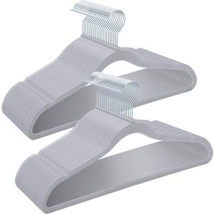 Plastic Coat Hangers 50-Pack,Non-Slip, Space Saving Closet Hangers for Dorm & Apartment - 360° Rotating, Heavy Duty, Durable (Grey) | Plastic construction, Non-slip grip, 360° swivel hooks, Slim space-saving profile