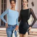 Avidlove Women Long Sleeve Body Suits Mesh Boat Neck Shapewear Bodysuit Crew Neck Leotards Going Out Tops Fall Outfits, XXL