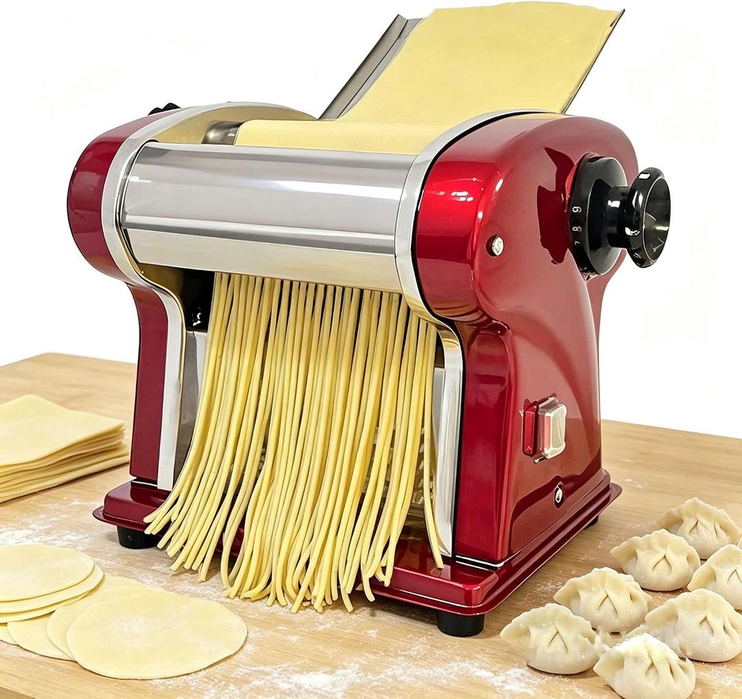 Electric Pasta Maker Household Noodle Making Dough Pressing Machine Built-in 2.5mm Cutter 135W 5Kg/H Output for Commercial Home Use
