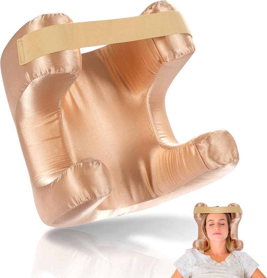 SAGUD Memory Foam Face Pillow for Side Sleeper Anti-Wrinkle Massage Bed Pillow with Soft Pillowcase Beauty Pillow for Sleeping Face Down, Gold