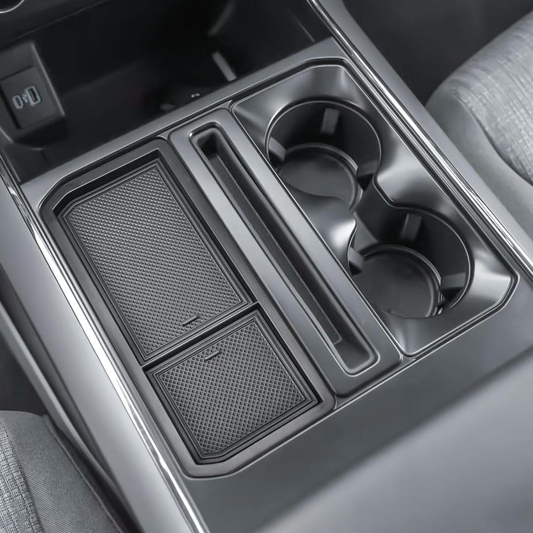 EDBETOS Center Console Pocket Cover for Ford F150 2021-2024 2025 Adapter Insert Tray, F150 Cubby Cover Hidden Secret Storage, Reduced Clutter (Fits Driver's Side Pocket,Not Fit Model w/Gear Lever)