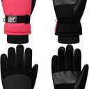 SATINIOR 2 Pairs Kids Waterproof Winter Snow Gloves Ski Gloves for Boy Girl Outdoor Warm Thickening Snowboar (3-6 Years, Cute Pink, Black)