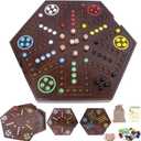 20inch Wahoo Board Game,2 in 1 Marble Board Game with Storage Box for 4 or 6 Players,Large Size Fast Track Board Game with 36 Glass Marbles,8 Dice,Storage Bag and Instruction Manual