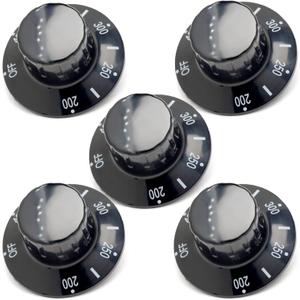 PP10539 Thermostat Dial Knob 200-400F for Fryers, Compatible with Pitco Frymaster Dean Range Imperial Fryer, 2-1/4 Inch Black Knob Dial 5Pcs, P6071271 00-944801 Thermostat Knob W/Off