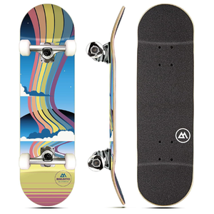Magneto Maple Wood Complete Skateboard - Beginner Cruiser Skateboard - Smooth Rides with ABEC-5 Bearings - Trick-Ready Double Kicktail Board - 27.5 x 7.75 in, Rainbow