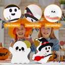 3 x himmel Cute Halloween Decorations Indoor, 4PCS Ghost Wooden Signs Pumpkin Cat Blocks for Tiered Tray Decor, Halloween Decor for Office Home Party Shelf Display Apartment