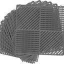 MYFAMIREA Modular Interlocking Cushion 12 Pack 11.8" x 11.8" Rubber Floor Tiles Non-Slip Splicing Drainage Mats for Deck, Pool, Shower, Patio, Balcony, Bathroom, Kitchen, Yard (1 Rows Dots, Dark Gray)