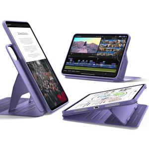 ESR for iPad Pro 13 Inch Case (M5/M4) 2025/2024, Rotating Case with Removable Magnetic Cover, Adjustable Portrait/Landscape Stand, 9 Standing Angles, Shift Series, Purple