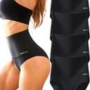 FINETOO Light Tummy Control Underwear Women High Waisted Briefs Plus Size Shapewear Under Dress Ladies Panties, M, 4 Pieces