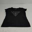 GUESS Women's Short Sleeve Embellished Logo R3 Tee (Large, Jet Black)