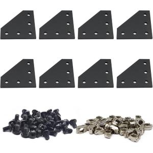 8Sets Black 10 Series L Connector 1010 Aluminum Extrusion Corner with 8PCS 10 Series Corner Bracket 1 Extruded Aluminum 40PCS Screws 1010 T Nut