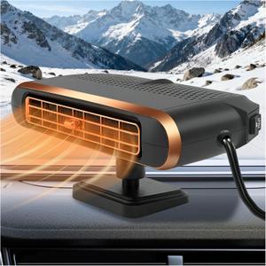 Car Heaters for Vehicle, Portable Car Heater 12v that Plugs into Cigarette Lighter, Defroster for Car Windshield, 2 in 1 Heating & Cooling Fast Heating Defrost Defogger with Rotation Stand Holder