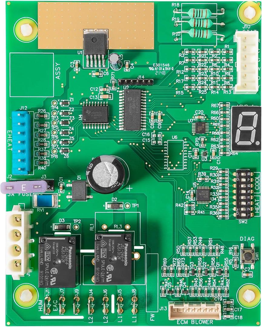 1006801R Control Board 1006800/1 For Nordyne Intertherm Revolv Miller E7 & B6 Series Electric Furnace Air Handler Printed Circuit Board w/Electric Heat, Fixed-Speed High-Efficiency, Single Stage