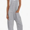 AUSELILY Womens Summer Jumpsuit 2026 Casaul Sleeveless Adjustable Spaghetti Straps Wide Leg Rompers with Pockets New Grey, XL