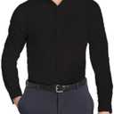 Mens Dress Shirts Stretch Slim Fit Long Sleeve Dress Shirts for Men Casual Business Regualr Fit Button Down Shirt (Black, XL)