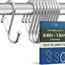 Blau Marité 9-Pack Metal S Hooks for Hanging – Heavy-Duty S-Shaped Hooks with Safety Buckle – Fits Bars up to 0.6 In – Anti-Drop Hook for Kitchen, Pot Racks & Towel Bars – Silver (Small)