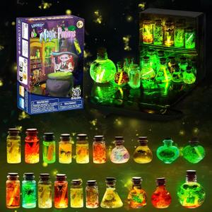 Magic Potions Craft Kit for Kids - Mix 20 Glow Witch Potion Bottles, Fairy Magic Potions Making Kit - Christmas Decorations Birthday Gifts for Girls Boys 6 7 8 9 10+ (Luminous)