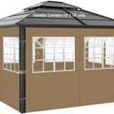 Gazebo Privacy Curtains 10' x 10' with PVC Windows, 4-Panels Side Wall with Zipper Universal Replacement for Patio, Outdoor Canopy, Garden and Backyard