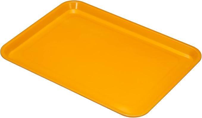 PATIKIL 15x11" Fast Food Tray, Plastic Reusable Recyclable Multi-Purpose Rectangle Serving Tray for Restaurant Home Kitchen, Yellow